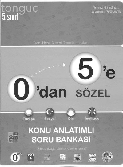 0'DAN 5'E SÖZEL KONU ANLATIMLI SORU BANKASI SegaCopy Fotokopi Merkezi