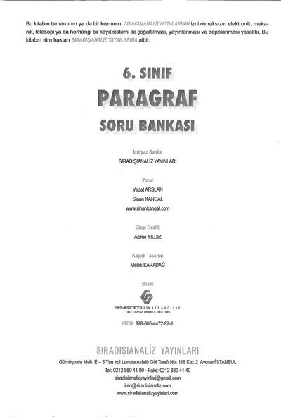 PARAGRAF SORU BANKASI SegaCopy Fotokopi Merkezi