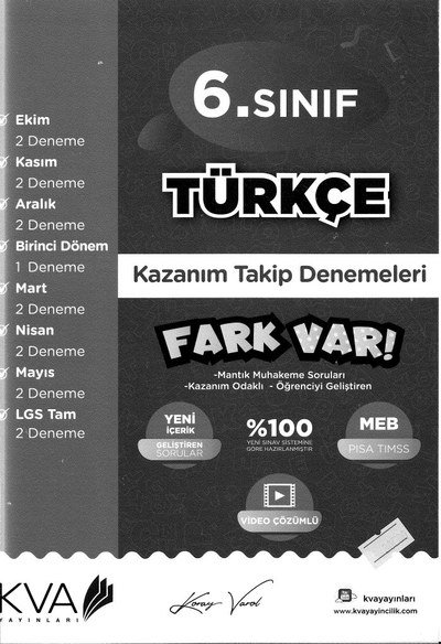 TÜRKÇE KAZANIM TAKİP DENEMELERİ FARK VAR SegaCopy Fotokopi Merkezi