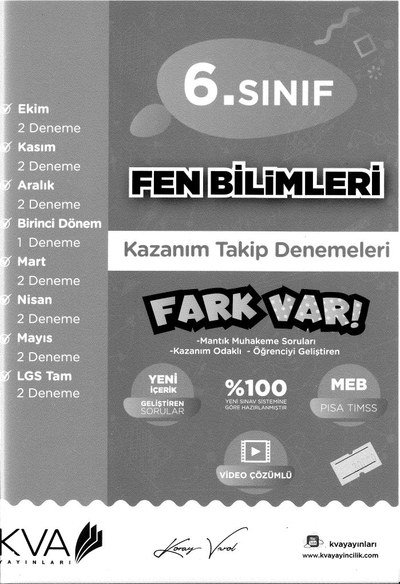 FEN BİLİMLERİ KAZANIM TAKİP DENEMELERİ FARK VAR SegaCopy Fotokopi Merkezi