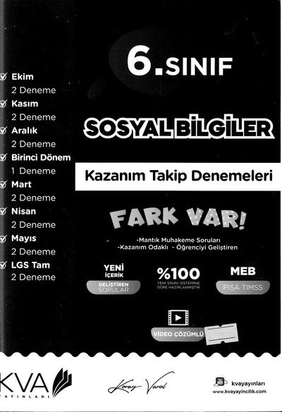 SOSYAL BİLGİLER KAZANIM TAKİP DENEMELERİ FARK VAR SegaCopy Fotokopi Merkezi