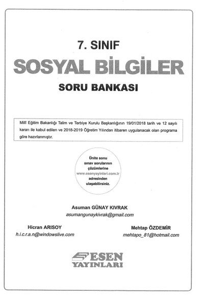 SOSYAL BİLGİLER SORU BANKASI SegaCopy Fotokopi Merkezi