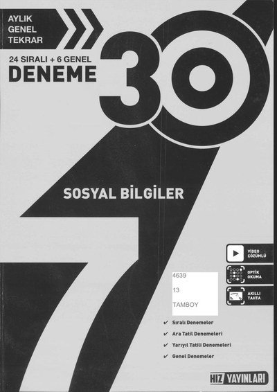 30 DENEME SOSYAL BİLGİLER
