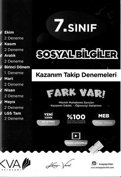SOSYAL BİLGİLER KAZANIM TAKİP DENEMELERİ FARK VAR SegaCopy Fotokopi Merkezi