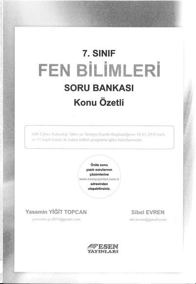 FEN BİLİMLERİ SORU BANKASI KONU ÖZETLİ SegaCopy Fotokopi Merkezi