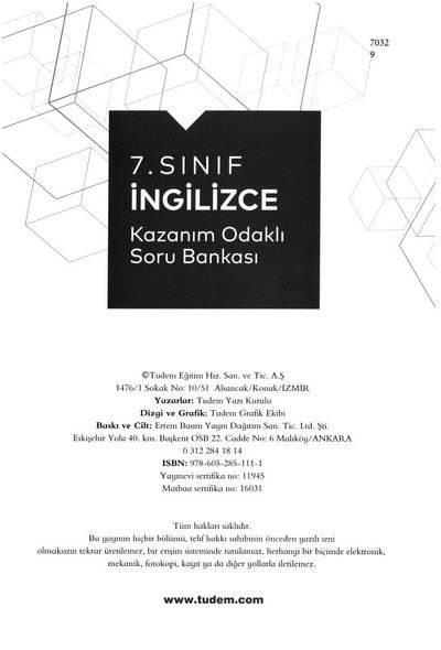 İNGİLİZCE KAZANIM ODAKLI SORU BANKASI SegaCopy Fotokopi Merkezi