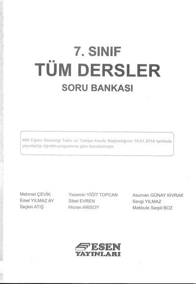 TÜM DERSLER SORU BANKASI