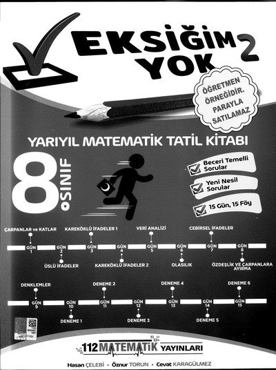 EKSİĞİM YOK 2 YARIYIL MATEMATİK TATİL KİTABI SegaCopy Fotokopi Merkezi