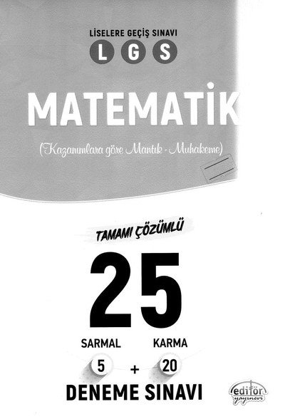 MATEMATİK LGS TAMAMI ÇÖZÜMLÜ 25 DENEME SINAVI SegaCopy Fotokopi Merkezi
