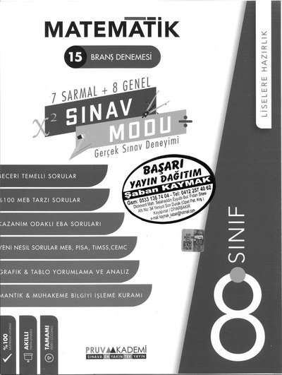 MATEMATİK 15 BRANŞ DENEMESİ SegaCopy Fotokopi Merkezi