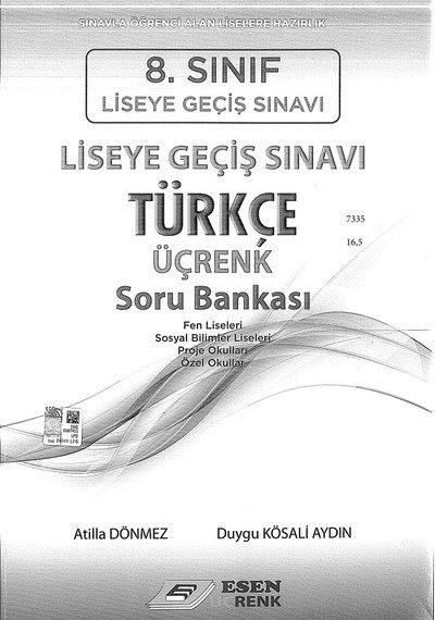 LİSEYE GEÇİŞ SINAVI TÜRKÇE ÜÇRENK SORU BANKASI SegaCopy Fotokopi Merkezi