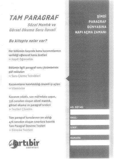 TAM PARAGRAF SÖZEL MANTIK VE GÖRSEL OKUMA SORU İLAVELİ SegaCopy Fotokopi Merkezi