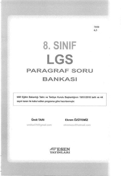 LGS PARAGRAF SORU BANKASI