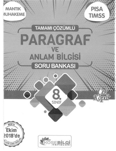 TAMAMI ÇZÜMLÜ PARAGRAF VE ANLAM BİLGİSİ SORU BANKASI SegaCopy Fotokopi Merkezi