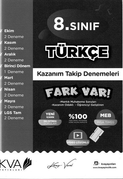 TÜRKÇE KAZANIM TAKİP DENEMELERİ FARK VAR SegaCopy Fotokopi Merkezi