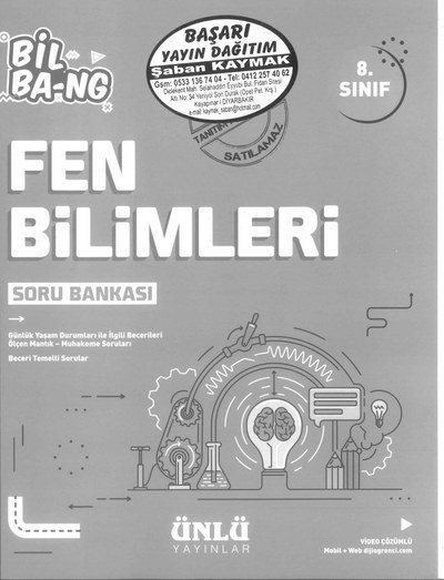 FEN BİLİMLERİ SORU BANKASI BİL BA-NG SegaCopy Fotokopi Merkezi