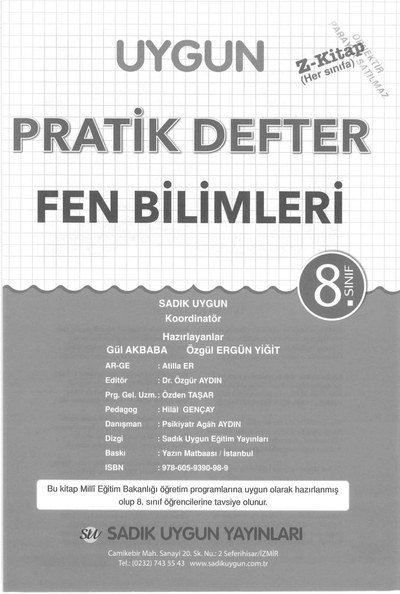 PRATİK DEFTER FEN BİLİMLERİ SegaCopy Fotokopi Merkezi