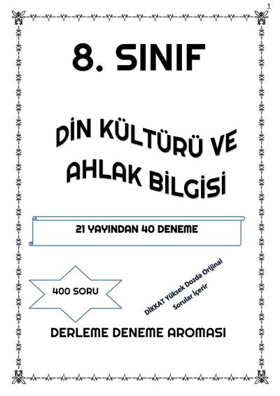 DİN KÜLTÜRÜ VE AHLAK BİLGİSİ 21 YAYINDAN 40 DENEME SegaCopy Fotokopi Merkezi