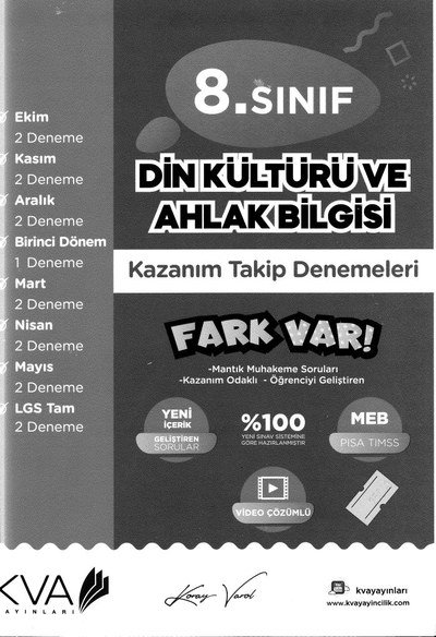 DİN KÜLTÜRÜ VE AHLAK BİLGİSİ KAZANIM TAKİP DENEMELERİ SegaCopy Fotokopi Merkezi