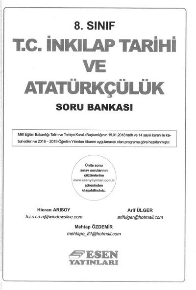 T.C. İNKILAP TARİHİ VE ATATÜRKÇÜLÜK SORU BANKASI SegaCopy Fotokopi Merkezi