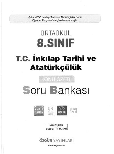 ORTAOKUL T.C. İNKILAP TARİHİ VE ATATÜRKÇÜLÜK SORU BANKASI