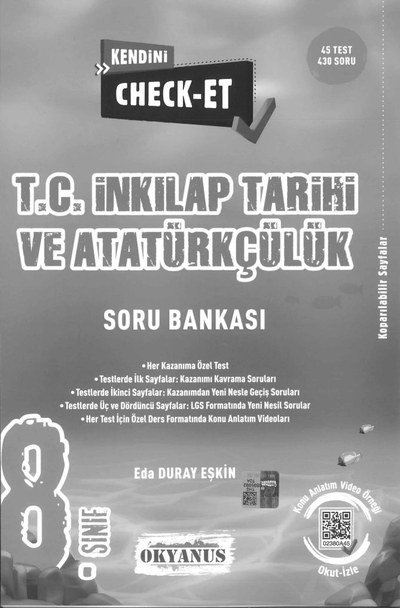 KENDİNİ CHECK-ET T.C. İNKILAP TARİHİ VE ATATÜRKÇÜLÜK SORU BANKASI SegaCopy Fotokopi Merkezi