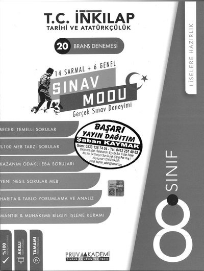 T.C. İNKILAP TARİHİ VE ATATÜRKÇÜLÜK 20 BRANŞ DENEMESİ SINAV MODU SegaCopy Fotokopi Merkezi