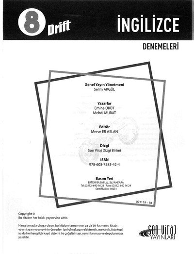 DRİFT İNGİLİZCE DENEMELERİ SegaCopy Fotokopi Merkezi