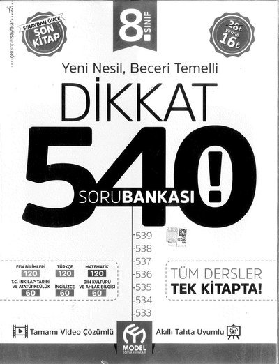 YENİ NESİL BECERİ TEMELLİ DİKKAT 540 SORU BANKASI SegaCopy Fotokopi Merkezi