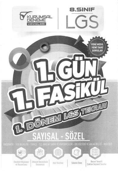 1. GÜN 1. FASİKÜL 1.DÖNEM LGS TEKRARI SAYISAL - SÖZEL SegaCopy Fotokopi Merkezi