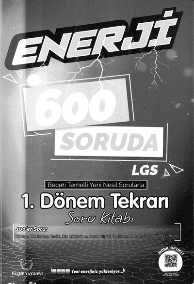 ENERJİ 600 SORUDA LGS 1. DÖNEM TEKRARI SORU KİTABI SegaCopy Fotokopi Merkezi