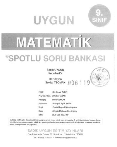 MATEMATİK SPOTLU SORU BANKASI SegaCopy Fotokopi Merkezi