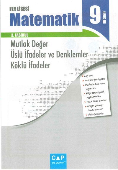 FEN LİSESİ MATEMATİK 3. FASİKÜL MUTLAK DEĞER ÜSLÜ İFADELER VE DENKLEMLER KÖKLÜ İFADELER