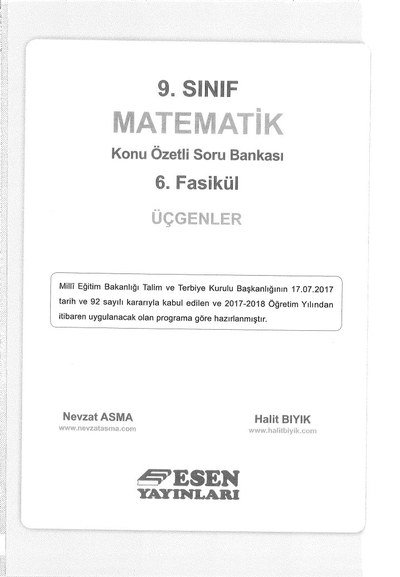 MATEMATİK KONU ÖZETLİ SORU BANKASI 6. FASİKÜL ÜÇGENLER SegaCopy Fotokopi Merkezi