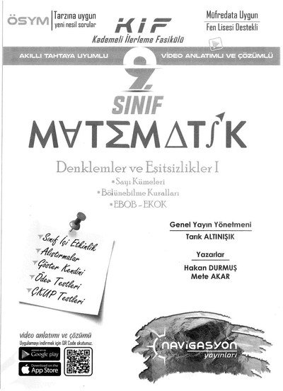 KADEMELİ İLERLEME FASİKÜLÜ MATEMATİK DENKLEMLER VE EŞİTSİZLİKLER 1 SegaCopy Fotokopi Merkezi