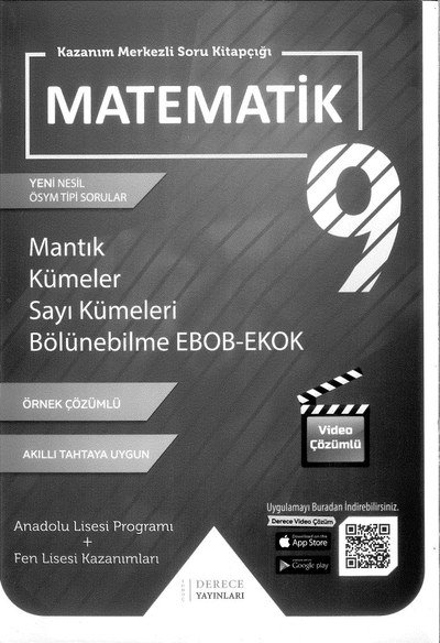 MATEMATİ K SORU KİTAPÇIĞI MANTIK KÜMELER SAYI KÜMELERİ BÖLÜNEBİLME EBOB-EKOK