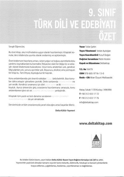 TÜRK DİLİ VE EDEBİYATI ÖZET SegaCopy Fotokopi Merkezi