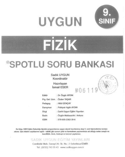 FİZİK SPOTLU SORU BANKASI SegaCopy Fotokopi Merkezi