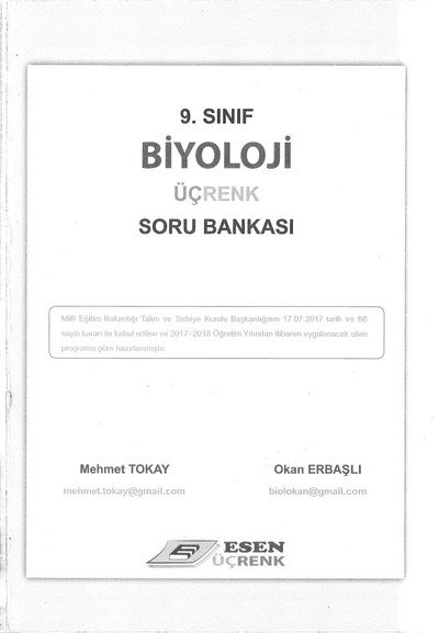 BİYOLOJİ ÜÇRENK SORU BANKASI SegaCopy Fotokopi Merkezi