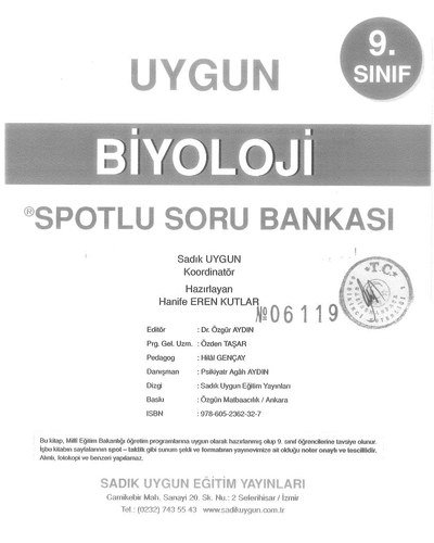 BİYOLOJİ SPOTLU SORU BANKASI SegaCopy Fotokopi Merkezi