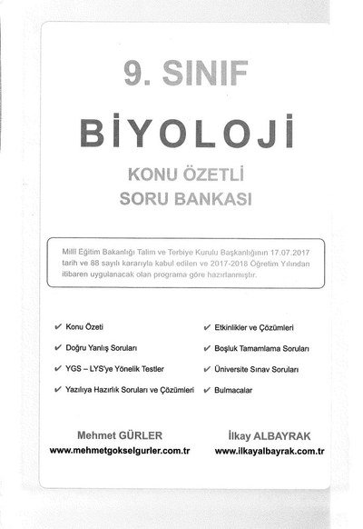 BİYOLOJİ KONU ÖZETLİ SORU BANKASI SegaCopy Fotokopi Merkezi