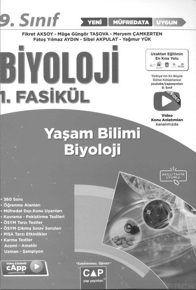 BİYOLOJİ 1. FASİKÜL YAŞAM BİLİMİ BİYOLOJİ SegaCopy Fotokopi Merkezi