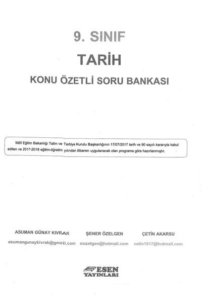 TARİH KONU ÖZETLİ SORU BANKASI SegaCopy Fotokopi Merkezi