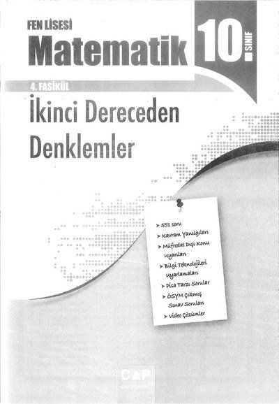 FEN LİSESİ MATEMATİK 4. FASİKÜL İKİNCİ DERECEDEN DENKLEMLER