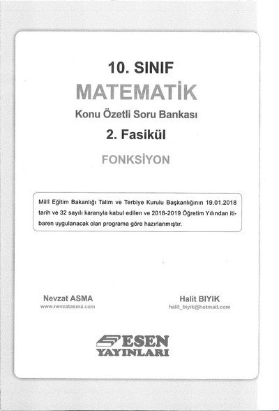 MATEMATİK KONU ÖZETLİ SORU BANKASI 2. FASİKÜL FONKSİYON SegaCopy Fotokopi Merkezi