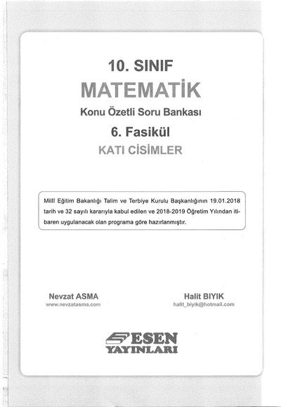 MATEMATİK KONU ÖZETLİ SORU BANKASI 6. FASİKÜL KATI CİSİMLER SegaCopy Fotokopi Merkezi