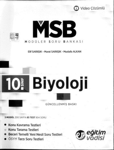 MODÜLER SORU BANKASI BİYOLOJİ GÜNCELLENMİŞ BASKI SegaCopy Fotokopi Merkezi