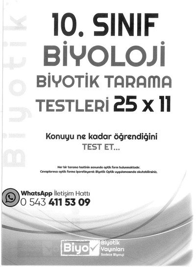 BİYOLOJİ BİYOTİK TARAMA TESTLERİ 25x11 KONUYU NE KADAR ÖĞRENDİĞİNİ TEST ET