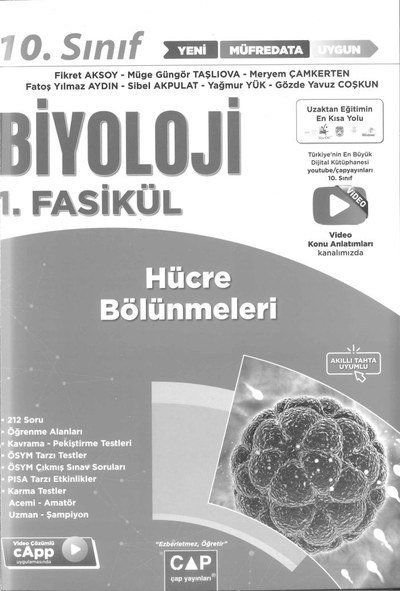 BİYOLOJİ 1. FASİKÜL HÜCRE BÖLÜNMELERİ SegaCopy Fotokopi Merkezi