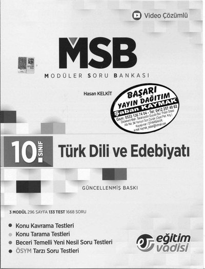 MODÜLER SORU BANKASI TÜRK DİLİ VE EDEBİYATI SegaCopy Fotokopi Merkezi